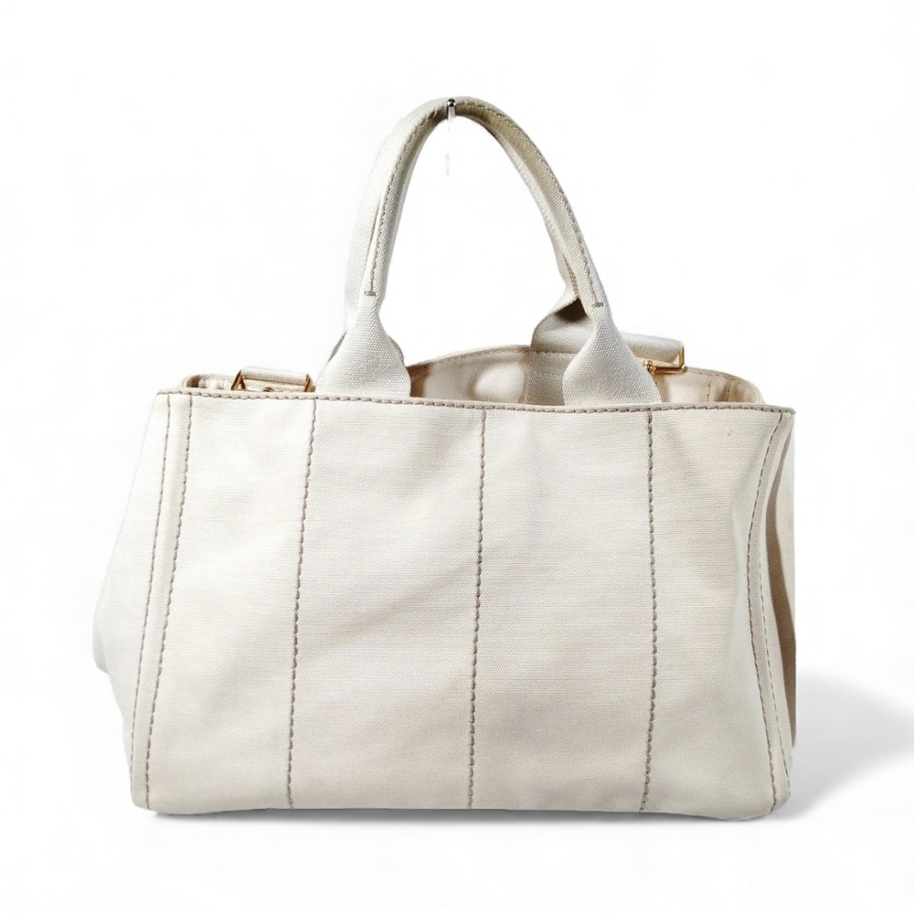 Prada Women's White Canapa Tote Bag - Picture 2 of 2